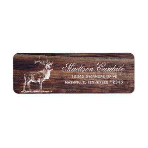 Rustic Wood Elk Étiquettes de adresse de la faune