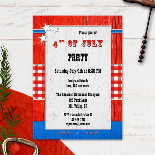 Rustic Wood En vichy 4 juillet Invitation de fête