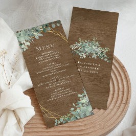 Rustic Wood Eucalyptus Greenery Botanical Wedding Menükarte