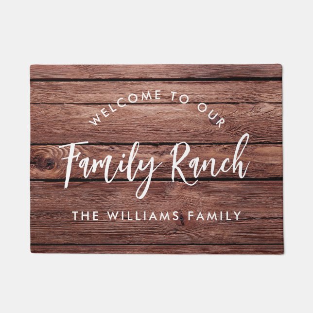Rustic Wood Family Ranch Willkommen Fußmatte (Vorderseite)
