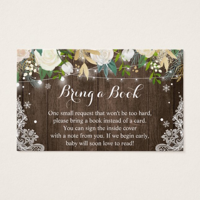 Rustic Wood floral Baby Showkarte (Vorderseite)