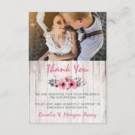 Rustic Wood Floral Rose Country Wedding Vielen Dan Dankeskarte