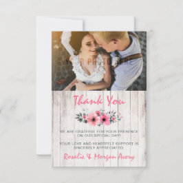 Rustic Wood Floral Rose Country Wedding Vielen Dan Dankeskarte
