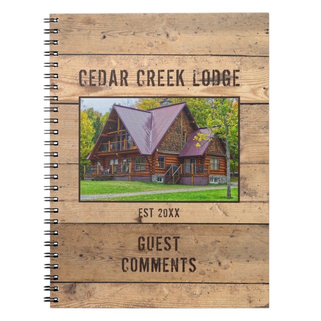 Rustic Wood Foto Vacation Rental Guest Book Notizblock (Vorderseite)