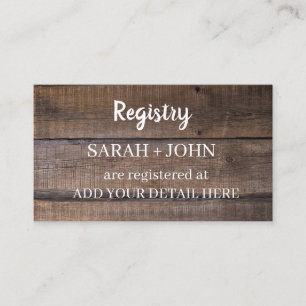 Rustic Wood Gift Registrierungskarte Visitenkarte
