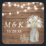 Rustic Wood Gipskraut Floral Wedgram Quadratischer Aufkleber<br><div class="desc">Rustikales Holz Gipskraut florale Hochzeitsmonogramm Aufkleber. (1) Für weitere Anpassungen klicken Sie bitte auf den Link "Weiter anpassen" und verwenden Sie unser Designwerkzeug,  um diese Vorlage zu ändern. (2) Wenn Sie Hilfe oder passende Artikel benötigen,  kontaktieren Sie mich bitte.</div>