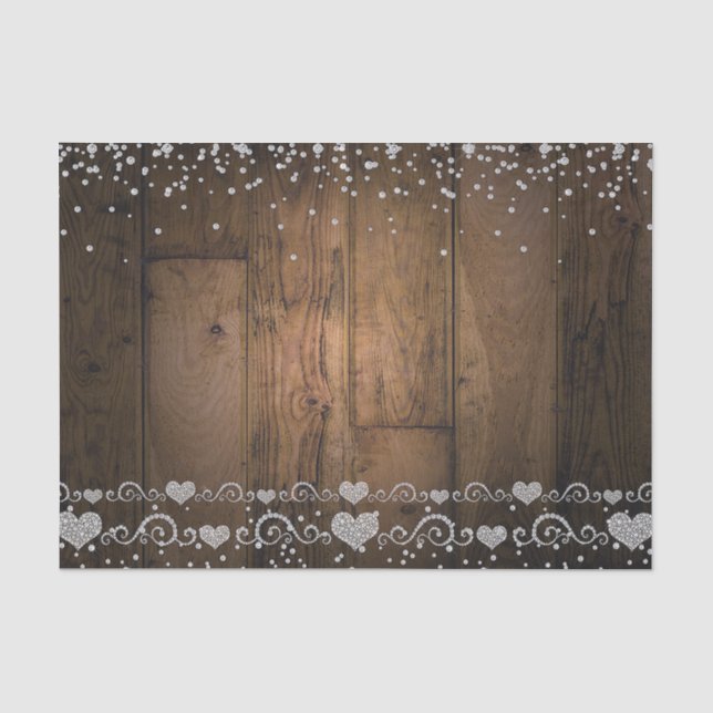 Rustic Wood Glam Diamonds Glitzer Birthday Party Seidenpapier (Vorderseite)
