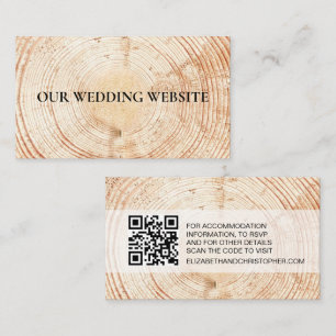 Rustic Wood Grain QR Code Hochzeitswebsite Begleitkarte