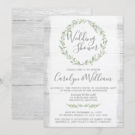 Rustic Wood Green Kranz Polterabend Einladung