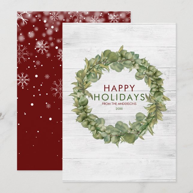 Rustic Wood Greenery Wreath Burgund Weihnachten (Vorne/Hinten)