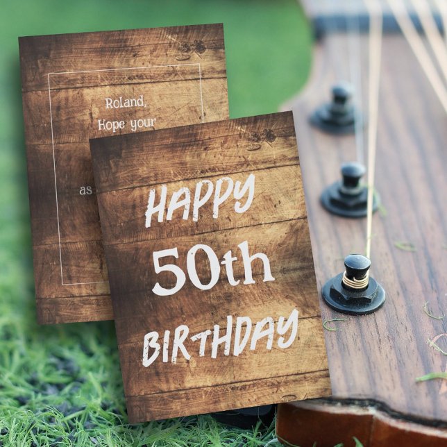 Rustic Wood Happy Birthday Message Masculine Card Einladung (Von Creator hochgeladen)