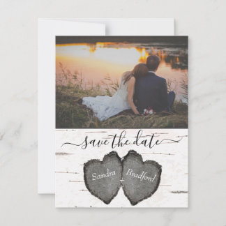 Rustic Wood Hearts Aspen Foto Save the Date Karte