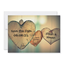 Rustic Wood Hearts - Enregistrer la carte Date 5x7