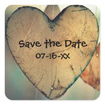 Rustic Wood Hearts Enregistrer la date - Stickers