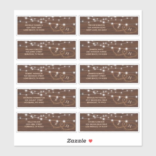 Rustic Wood Hearts Name and Address Wedding Label (Blatt)
