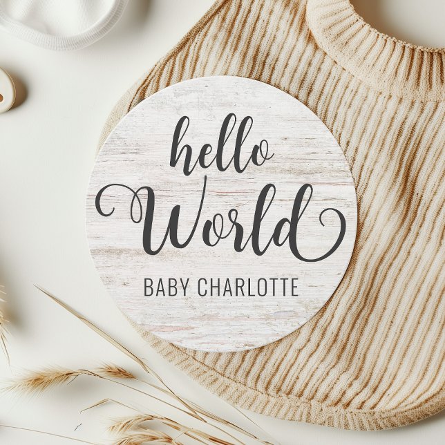 Rustic Wood Hello WorldWelcome Zuhause Baby-Zeiche (Von Creator hochgeladen)