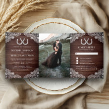 Rustic Wood Horseshoes Lace Wedding Foto