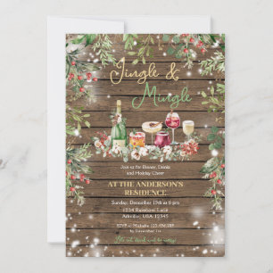 Rustic Wood Jingle & Mingle Weihnachtsessen Party Einladung