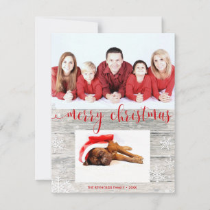 Rustic Wood Joyeux Carte photo de Noël