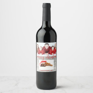 Rustic Wood Joyeux Noël Photo - Étiquette de vin