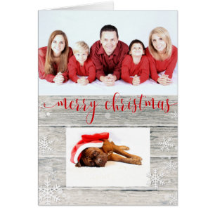 Rustic Wood Joyeux Photo de Noël - Carte de voeux
