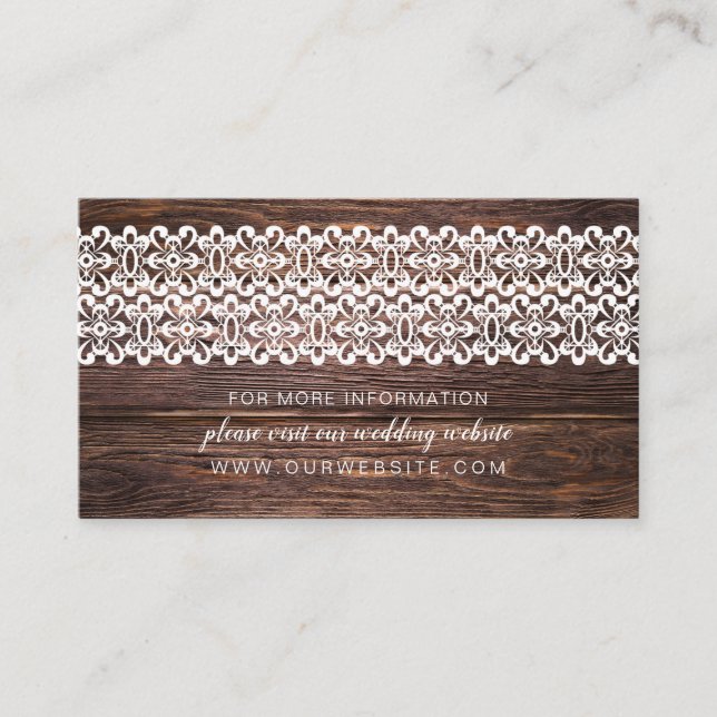 Rustic Wood + Lace mariage site internet carte d'i (Devant)