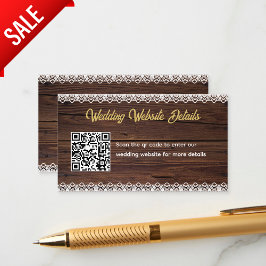 Rustic Wood Lace QR CODE Website Details Begleitkarte