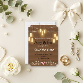 Rustic Wood Lantern Boho Wedding Save The Date