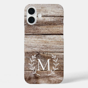 Rustic Wood Laurel Custom Mit Monogramm iPhone Cas iPhone 16 Plus Hülle