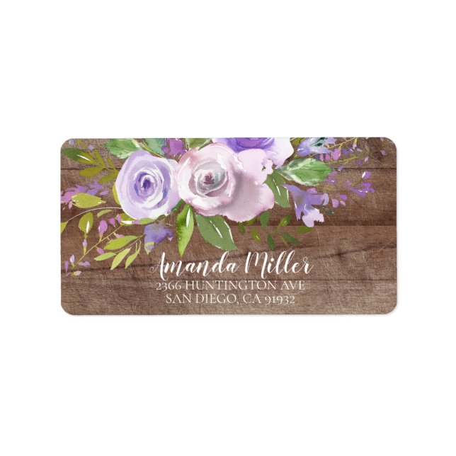 Rustic Wood Lavender Lila Rücksendeadresse Adressaufkleber (Vorne)