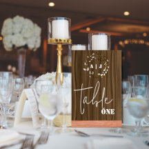 Rustic Wood Leaf Wreath Wedding Tischnummer