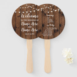 Rustic Wood Lights Hochzeitsprogramm Fan Fächer