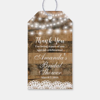Rustic Wood Lights Lace Brautparty Vielen Dank Geschenkanhänger