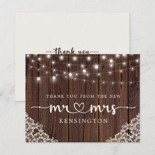 Rustic Wood Lights Lace New Mr. Vielen Dank Postc Dankeskarte