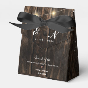 Rustic Wood Lights Monogram Danke Hochzeit Geschenkschachtel
