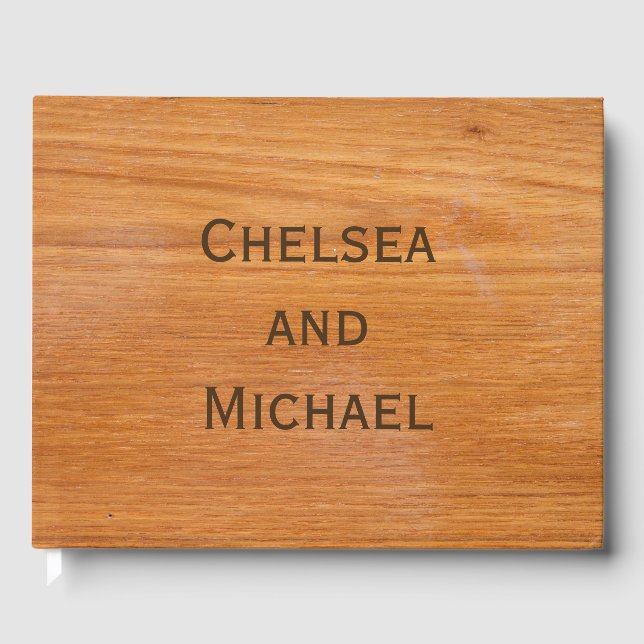 Rustic Wood Livre D'Invitation Avec Noms Mariée Gr (Recto)