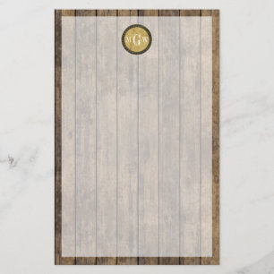 Rustic Wood look Planks #1 Steampunk 3 Monogramm Briefpapier