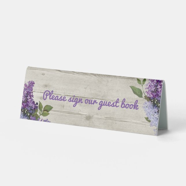 Rustic Wood Look Wedding Gästebuch Tischaufsteller (Vorderseite)