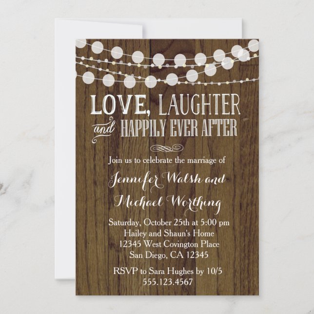 Rustic Wood Mariage Party Invitation 2 (Devant)