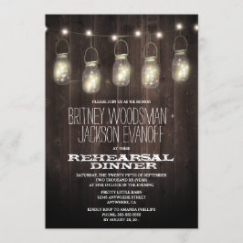 Rustic Wood Mason Jar Probe Dinner Einladungen