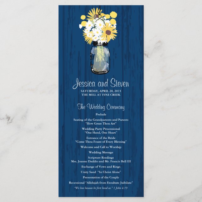 Rustic Wood Mason Jar und Wildblumen Programm (Vorderseite)