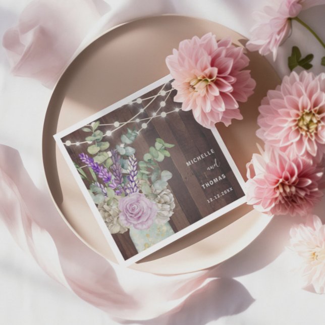 Rustic Wood Mason Jar Wedding Serviette (Von Creator hochgeladen)