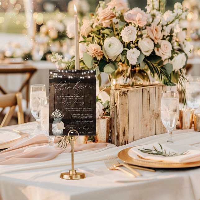 Rustic Wood Minimalistisch Napkin Dankeschön Card Menükarte (Von Creator hochgeladen)