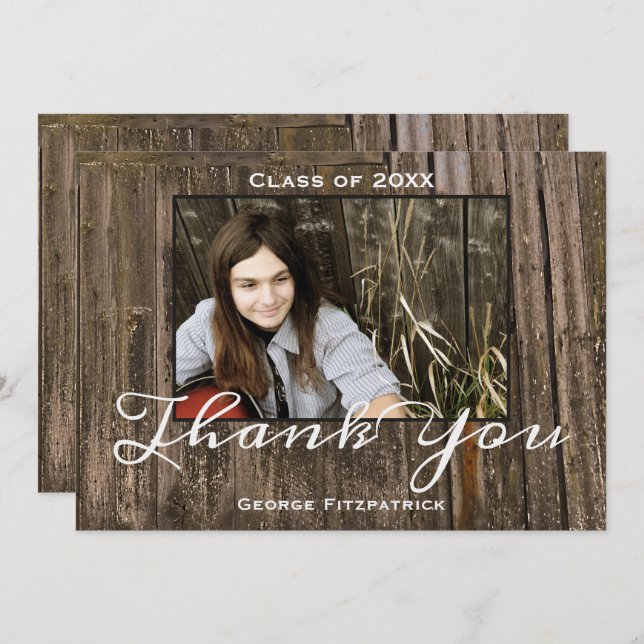 Rustic Wood Modèle photo Graduation secondaire (Devant / Derrière)
