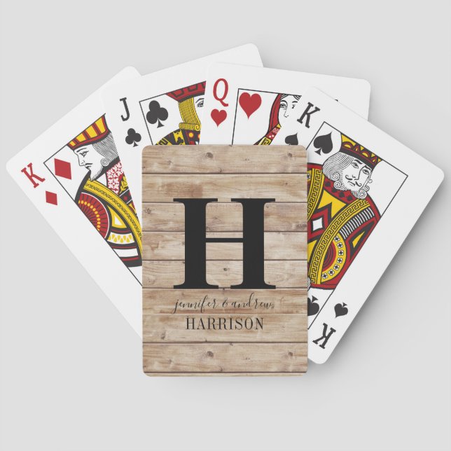 Rustic Wood Monogram Bicycle Playing Cards Spielkarten (Rückseite)