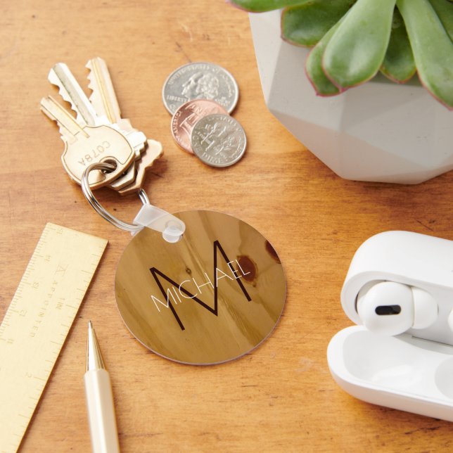 Rustic Wood Monogram Schlüsselanhänger (Schreibtisch)