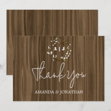 Rustic Wood Monogram Wedding Dankeschön Card