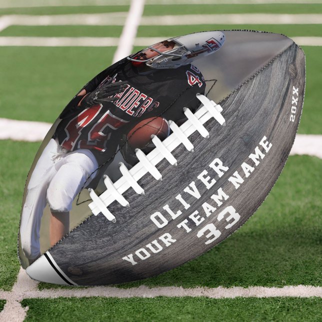 Rustic Wood Name Number Team Foto Football (Von Creator hochgeladen)