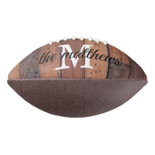 Rustic Wood Oak Stall Monogram Name Script Football