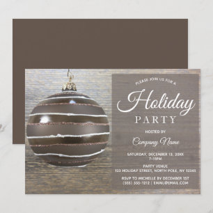 Rustic Wood Ornament Corporate Holiday Party Einladung